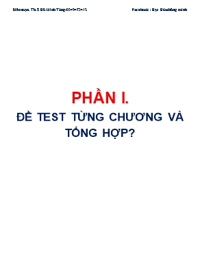 Bộ đề test luyện thi môn Hóa học năm 2019 - Phần I Đề test từng chương và tổng hợp - Hồ Minh Tùng